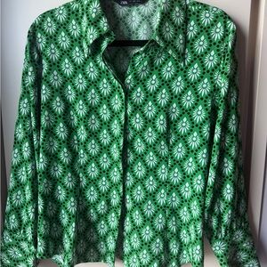 Zara Green Floral Button Down Shirt